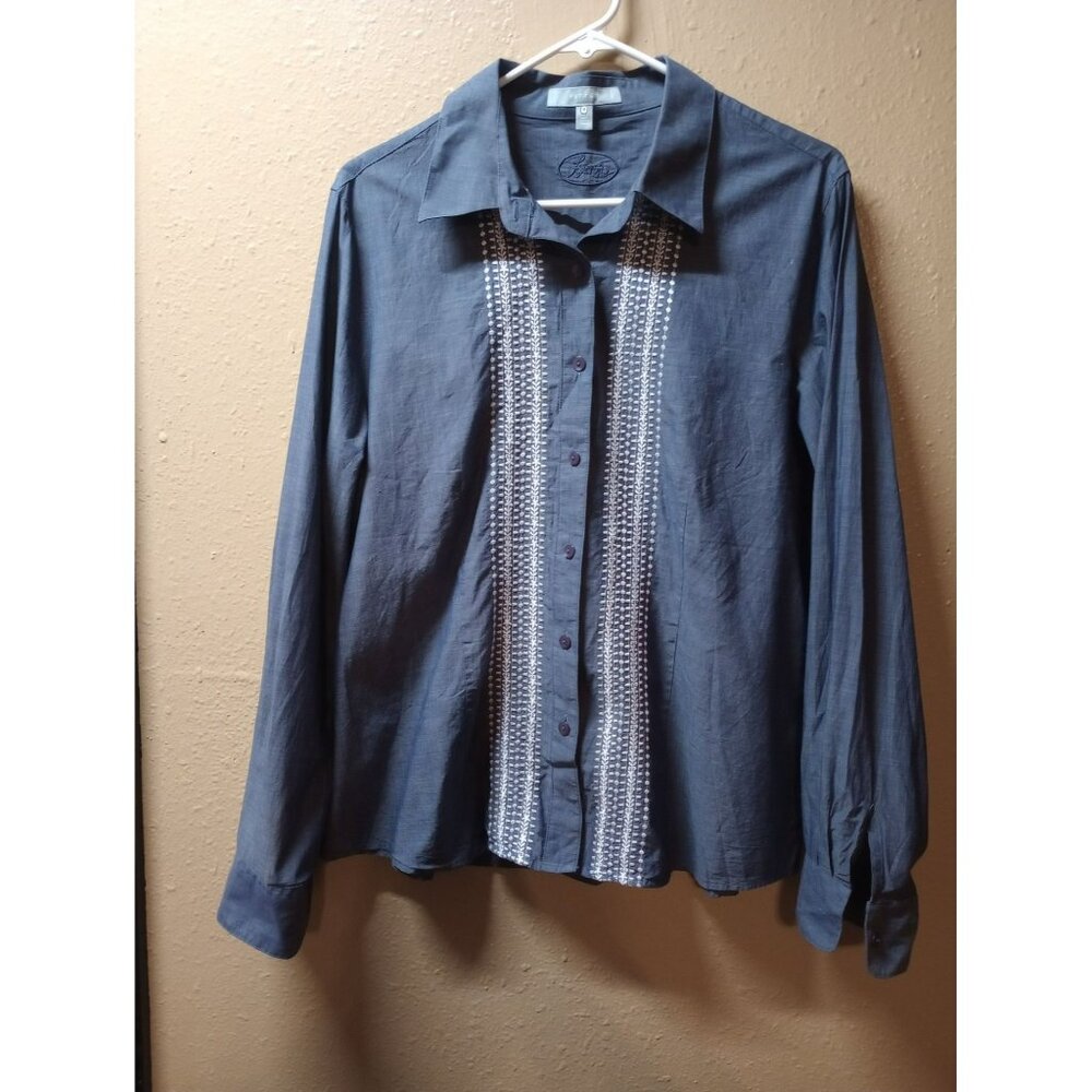 Fox Croft  button down embroidered LS shirt women's size 18